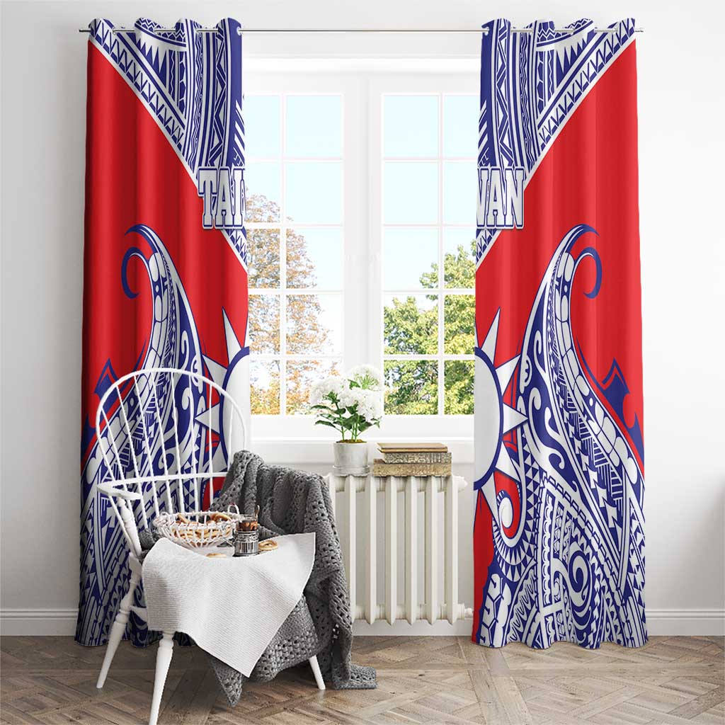 Taiwan Window Curtain Austronesian Tribal Tattoo Red LT05 - Polynesian Pride