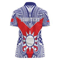 Personalised Taiwan Women Polo Shirt Austronesian Tribal Tattoo Red LT05 - Polynesian Pride