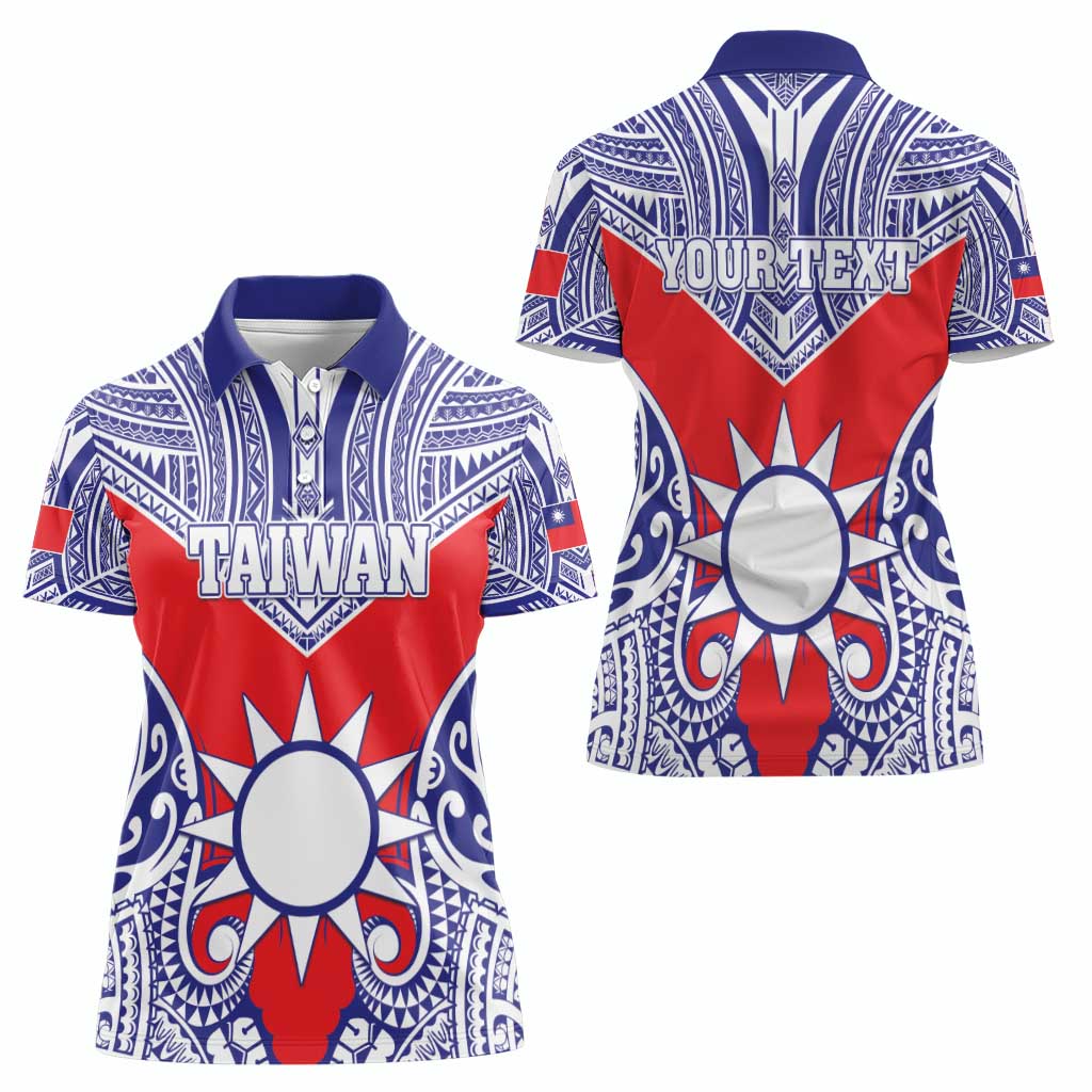 Personalised Taiwan Women Polo Shirt Austronesian Tribal Tattoo Red LT05 - Polynesian Pride