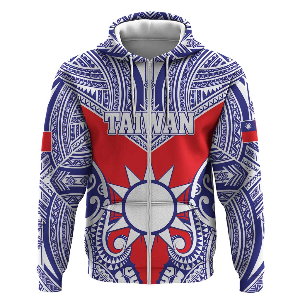 Personalised Taiwan Zip Hoodie Austronesian Tribal Tattoo Red LT05 Zip Hoodie Red - Polynesian Pride
