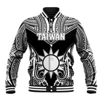Personalised Taiwan Baseball Jacket Austronesian Tribal Tattoo Black LT05 Unisex Black - Polynesian Pride