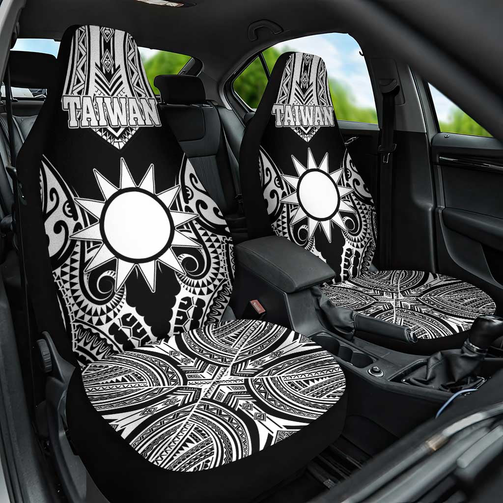 Taiwan Car Seat Cover Austronesian Tribal Tattoo Black LT05 One Size Black - Polynesian Pride