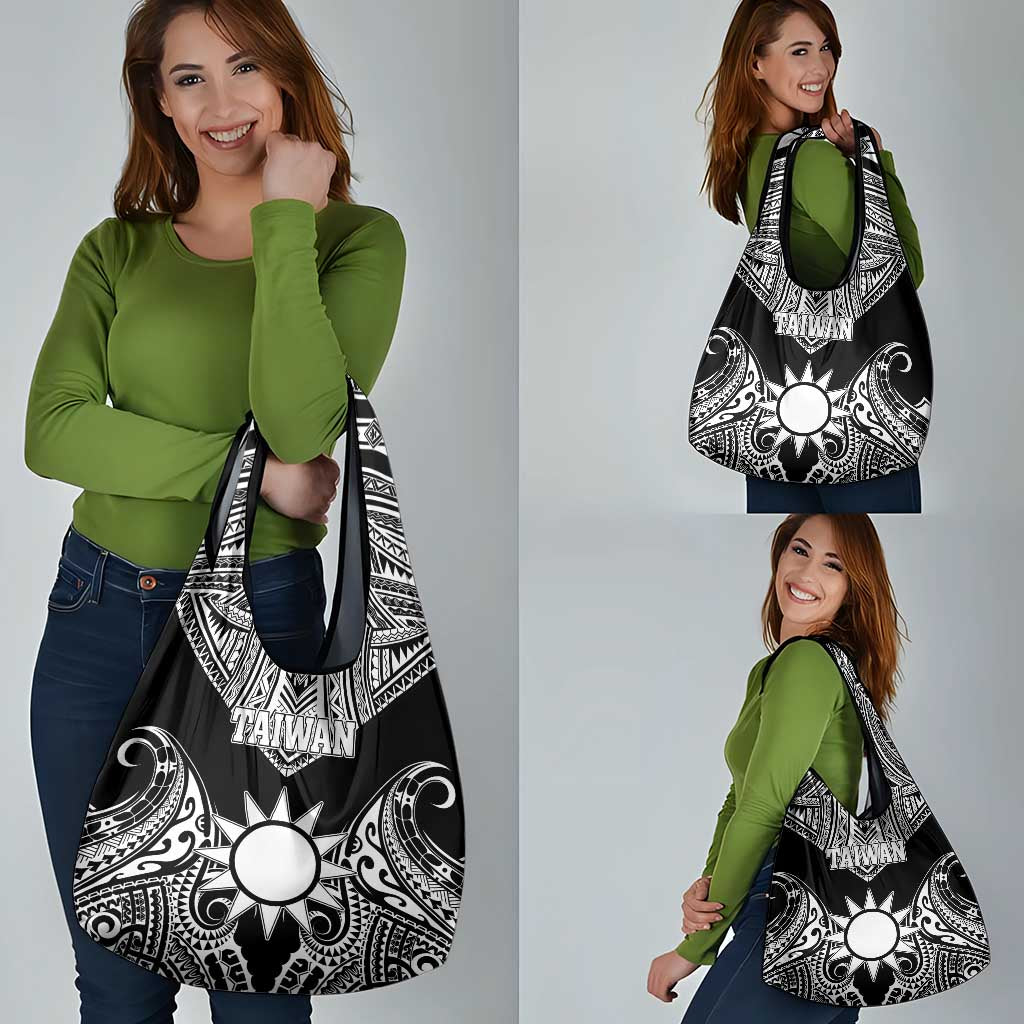 Taiwan Grocery Bag Austronesian Tribal Tattoo Black LT05 - Polynesian Pride
