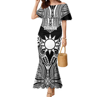 Personalised Taiwan Mermaid Dress Austronesian Tribal Tattoo Black LT05 Women Black - Polynesian Pride