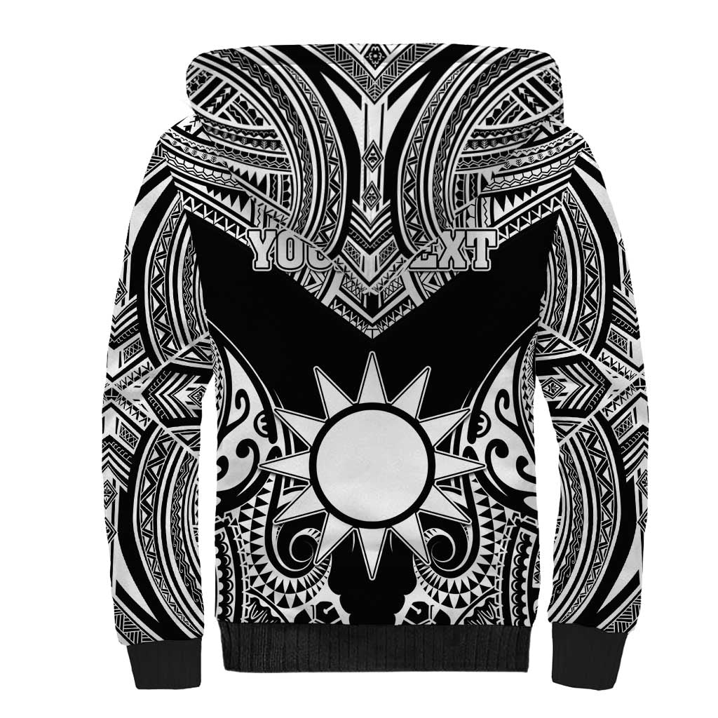 Personalised Taiwan Sherpa Hoodie Austronesian Tribal Tattoo Black LT05 - Polynesian Pride