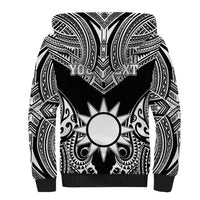 Personalised Taiwan Sherpa Hoodie Austronesian Tribal Tattoo Black LT05 - Polynesian Pride