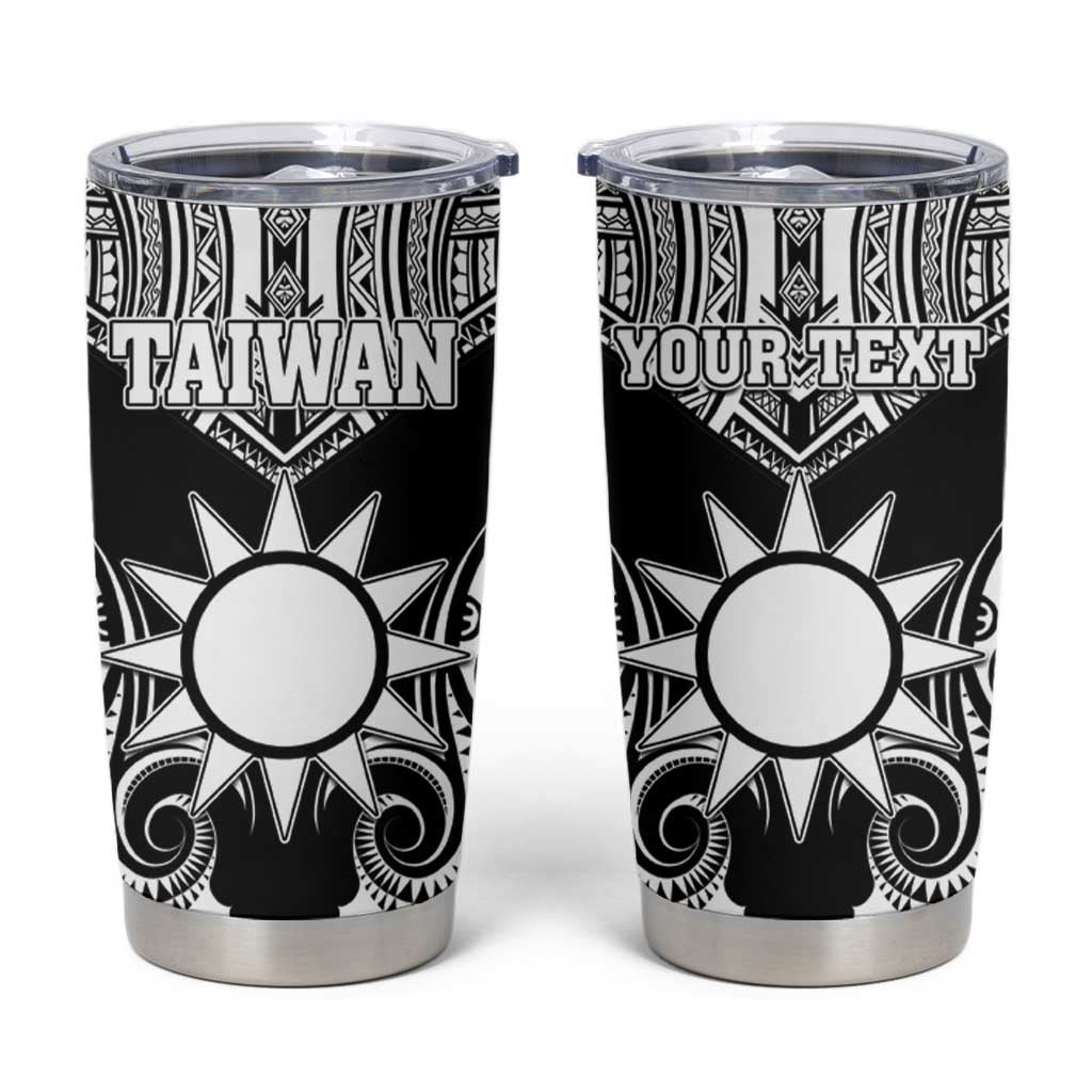 Personalised Taiwan Tumbler Cup Austronesian Tribal Tattoo Black LT05 Black - Polynesian Pride