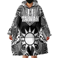 Personalised Taiwan Wearable Blanket Hoodie Austronesian Tribal Tattoo Black LT05 - Polynesian Pride