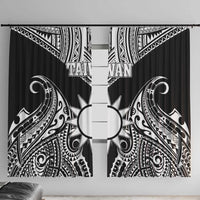 Taiwan Window Curtain Austronesian Tribal Tattoo Black LT05 With Hooks Black - Polynesian Pride