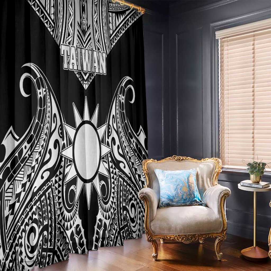 Taiwan Window Curtain Austronesian Tribal Tattoo Black LT05 - Polynesian Pride