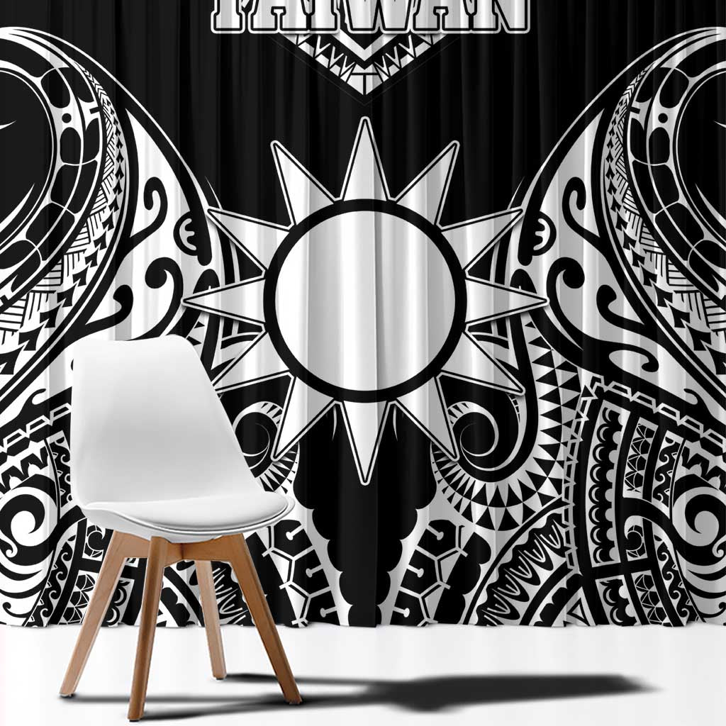 Taiwan Window Curtain Austronesian Tribal Tattoo Black LT05 - Polynesian Pride