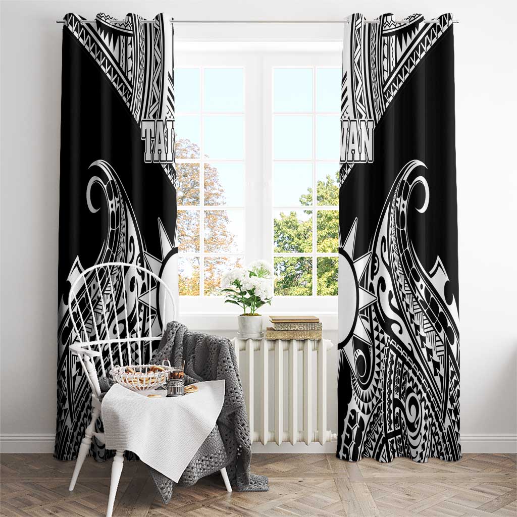 Taiwan Window Curtain Austronesian Tribal Tattoo Black LT05 - Polynesian Pride