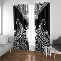 Taiwan Window Curtain Austronesian Tribal Tattoo Black LT05 With Grommets Black - Polynesian Pride