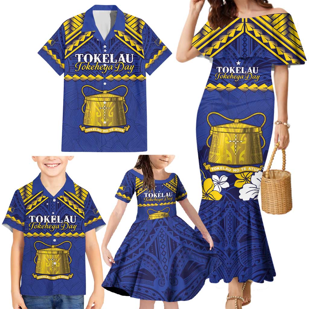 Personalised Tokelau Happy Tokehega Day Family Matching Mermaid Dress and Hawaiian Shirt Polynesian Tribal Tattoo