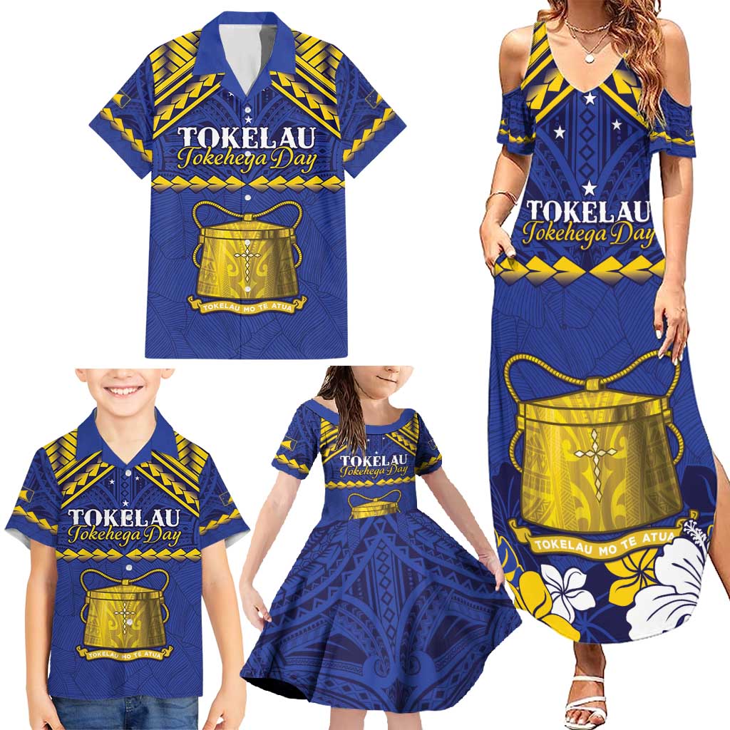 Personalised Tokelau Happy Tokehega Day Family Matching Summer Maxi Dress and Hawaiian Shirt Polynesian Tribal Tattoo