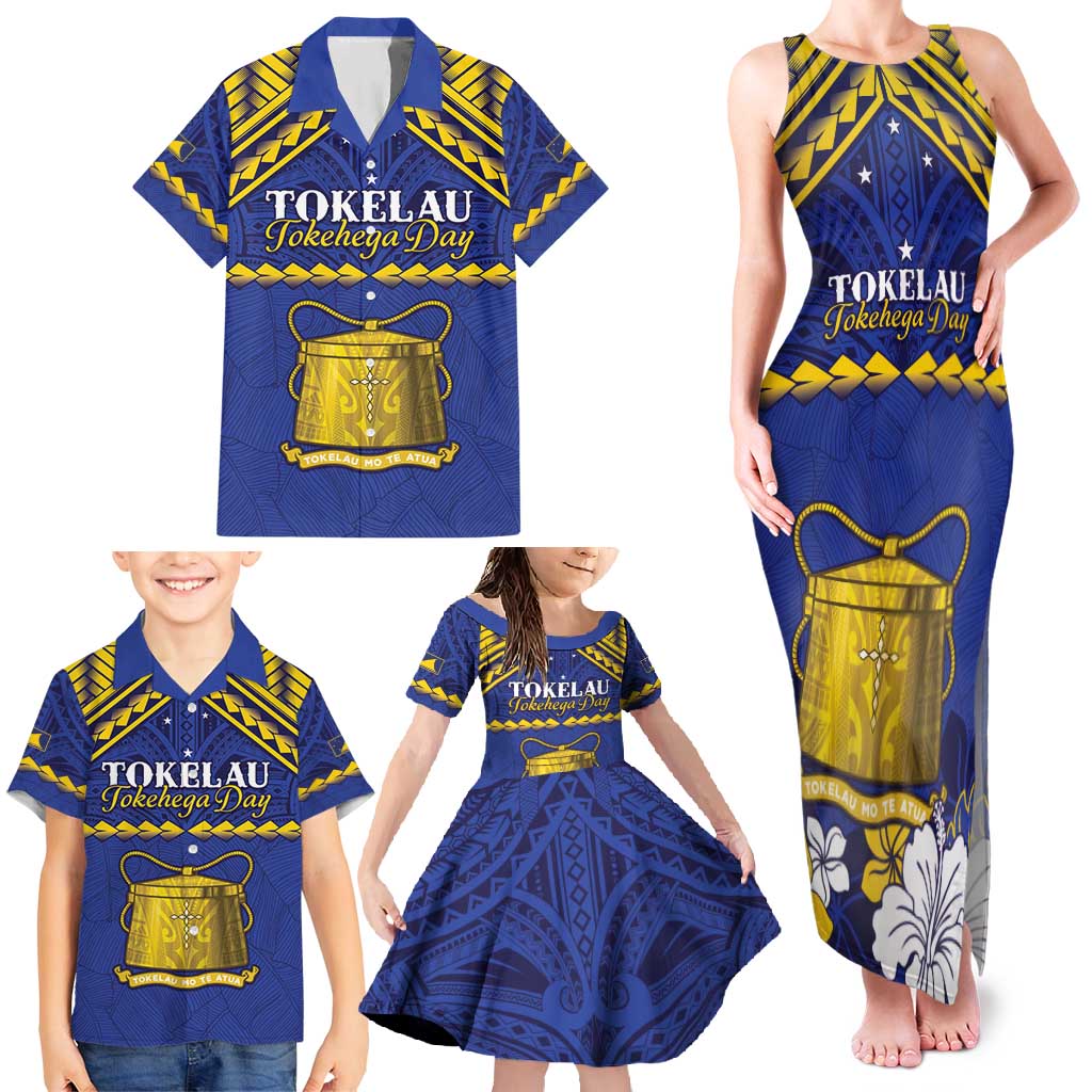 Personalised Tokelau Happy Tokehega Day Family Matching Tank Maxi Dress and Hawaiian Shirt Polynesian Tribal Tattoo