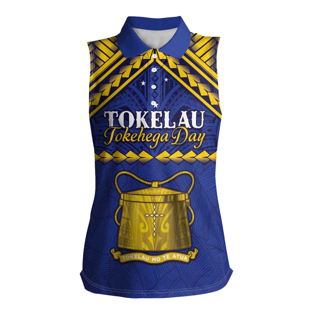 Personalised Tokelau Happy Tokehega Day Women Sleeveless Polo Shirt Polynesian Tribal Tattoo