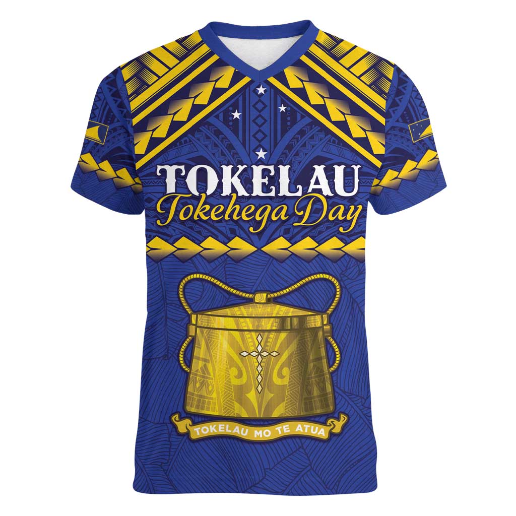 Personalised Tokelau Happy Tokehega Day Women V-Neck T-Shirt Polynesian Tribal Tattoo