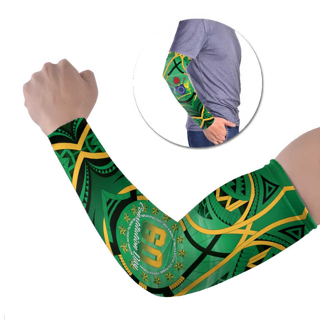 Cook Islands Constitution Day Arm Sleeves 60th Anniversary LT05 Set of 2 Green - Polynesian Pride