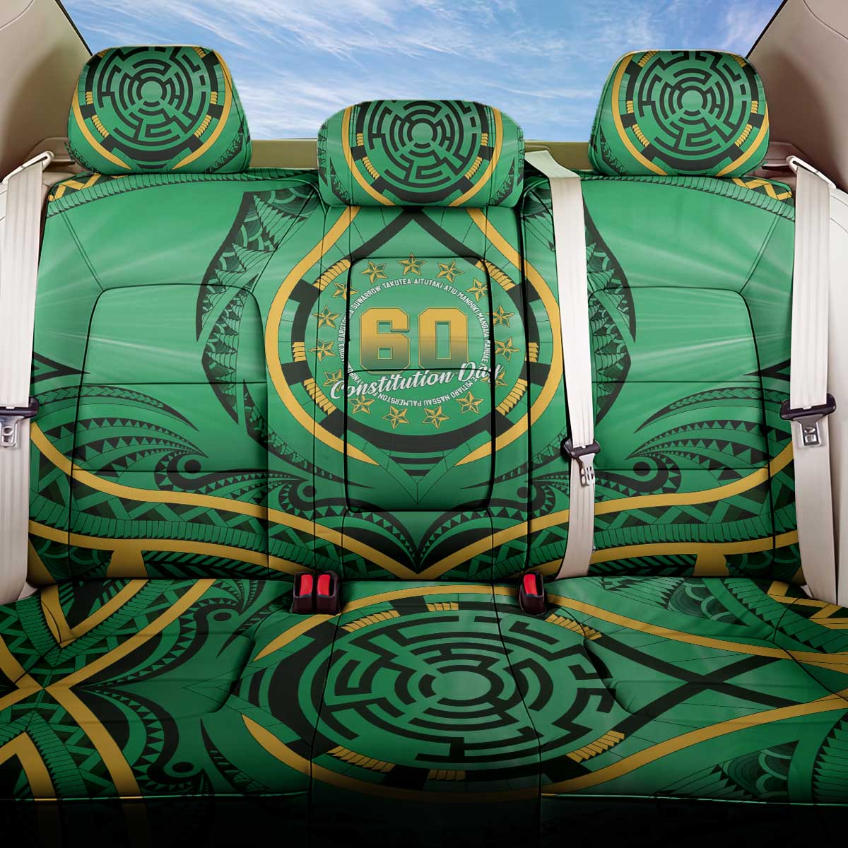 Cook Islands Constitution Day Back Car Seat Cover 60th Anniversary LT05 One Size Green - Polynesian Pride