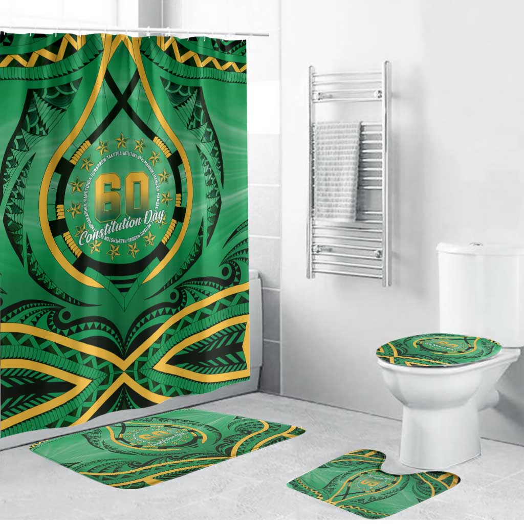 Cook Islands Constitution Day Bathroom Set 60th Anniversary LT05 Bathroom Set (4 pcs) Green - Polynesian Pride