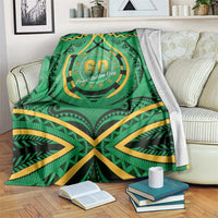 Cook Islands Constitution Day Blanket 60th Anniversary LT05 Green - Polynesian Pride