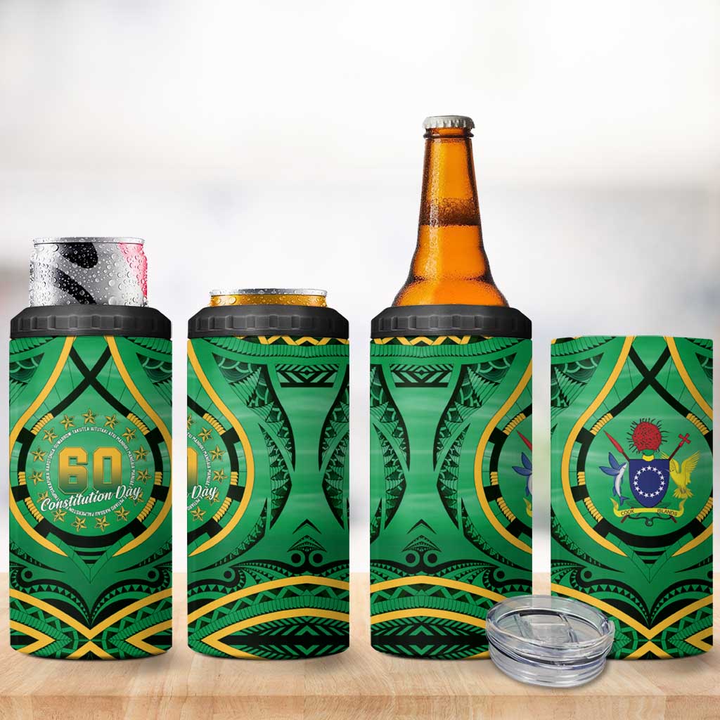 Cook Islands Constitution Day 4 in 1 Can Cooler Tumbler 60th Anniversary LT05 - Polynesian Pride