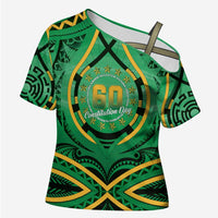Cook Islands Constitution Day Cross Shoulder Shirt 60th Anniversary LT05 Female Green - Polynesian Pride