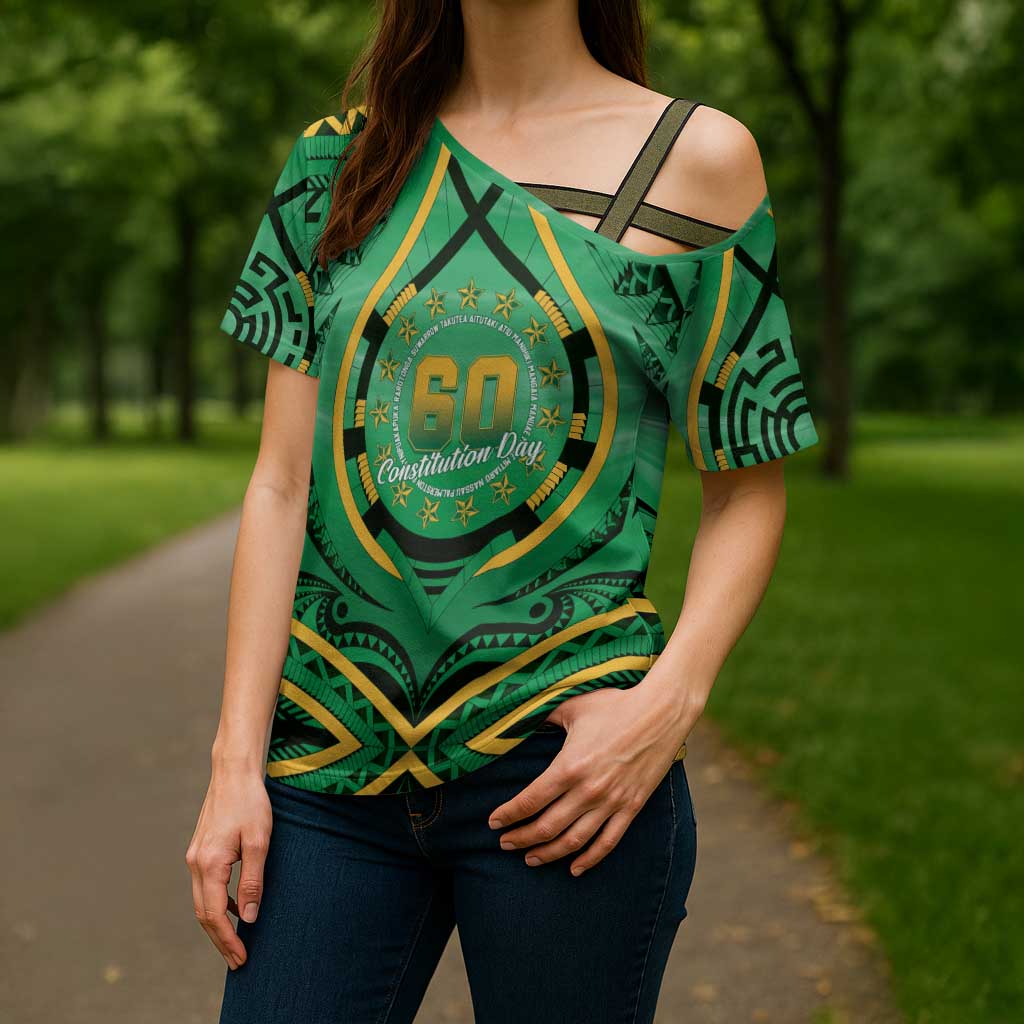 Cook Islands Constitution Day Cross Shoulder Shirt 60th Anniversary LT05 - Polynesian Pride