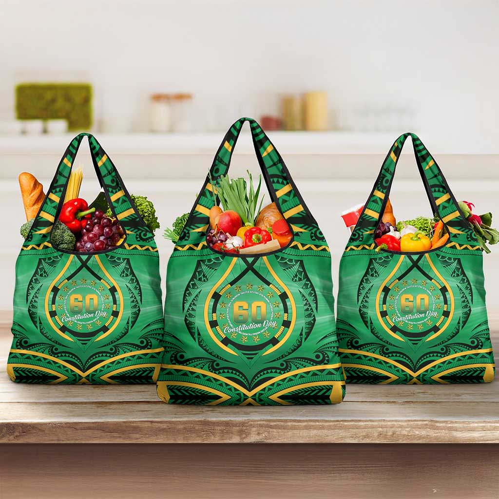 Cook Islands Constitution Day Grocery Bag 60th Anniversary LT05 3-pack One Size Green - Polynesian Pride
