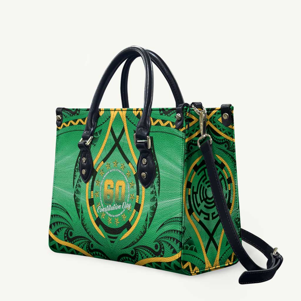 Cook Islands Constitution Day Leather Bag 60th Anniversary LT05 Green - Polynesian Pride