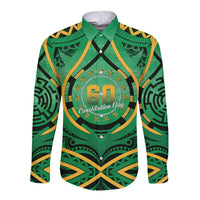 Cook Islands Constitution Day Long Sleeve Button Shirt 60th Anniversary LT05 Unisex Green - Polynesian Pride