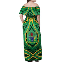 Cook Islands Constitution Day Off Shoulder Maxi Dress 60th Anniversary LT05 - Polynesian Pride
