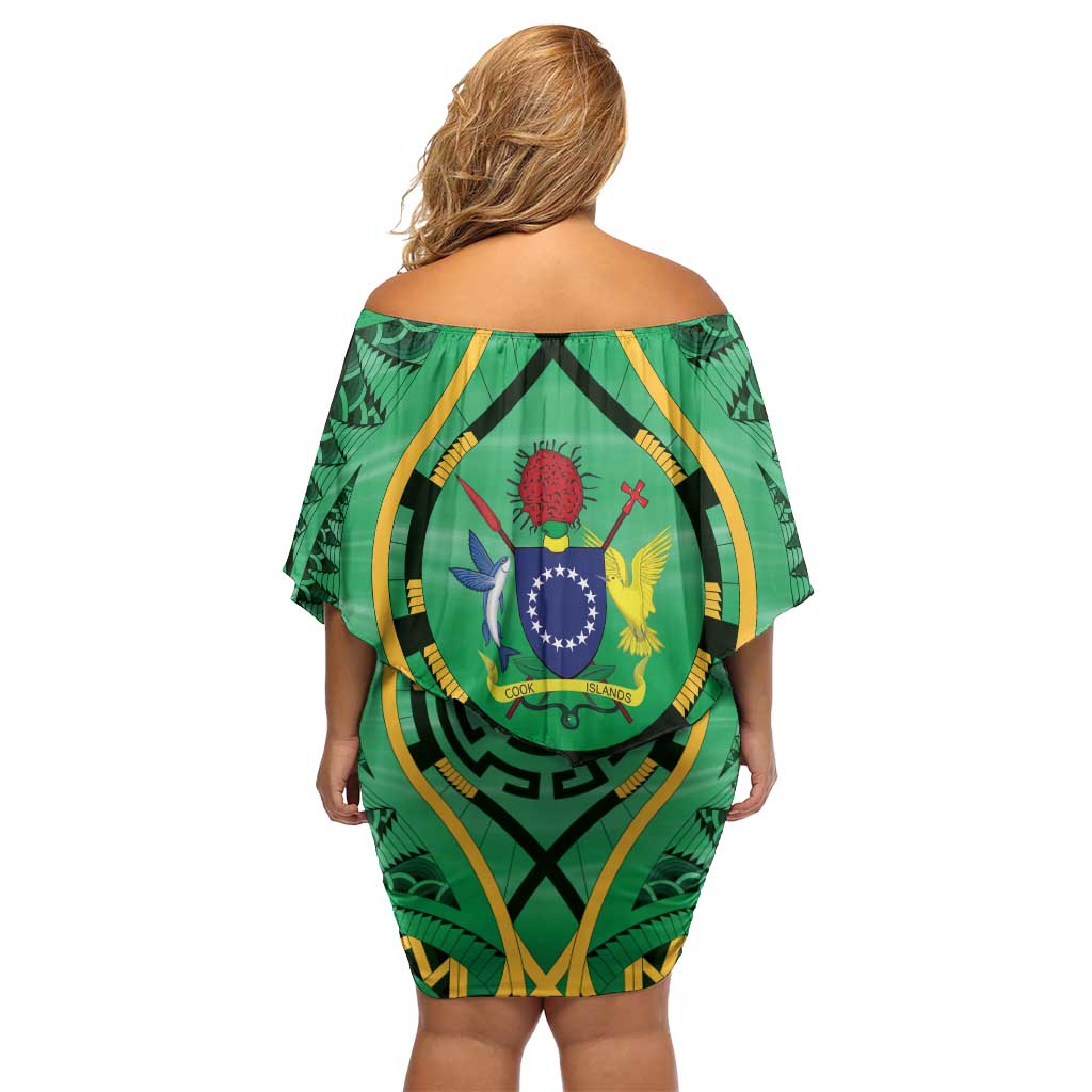 Cook Islands Constitution Day Off Shoulder Short Dress 60th Anniversary LT05 - Polynesian Pride