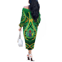 Cook Islands Constitution Day Off The Shoulder Long Sleeve Dress 60th Anniversary LT05 - Polynesian Pride