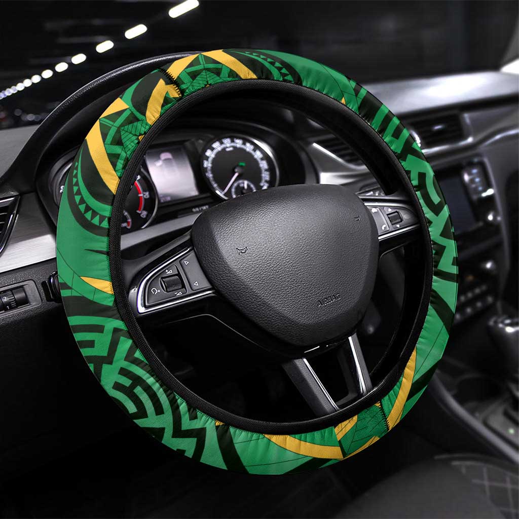 Cook Islands Constitution Day Steering Wheel Cover 60th Anniversary LT05 Universal Fit Green - Polynesian Pride