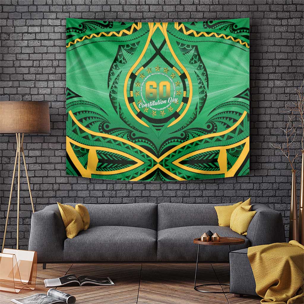 Cook Islands Constitution Day Tapestry 60th Anniversary LT05 Green - Polynesian Pride