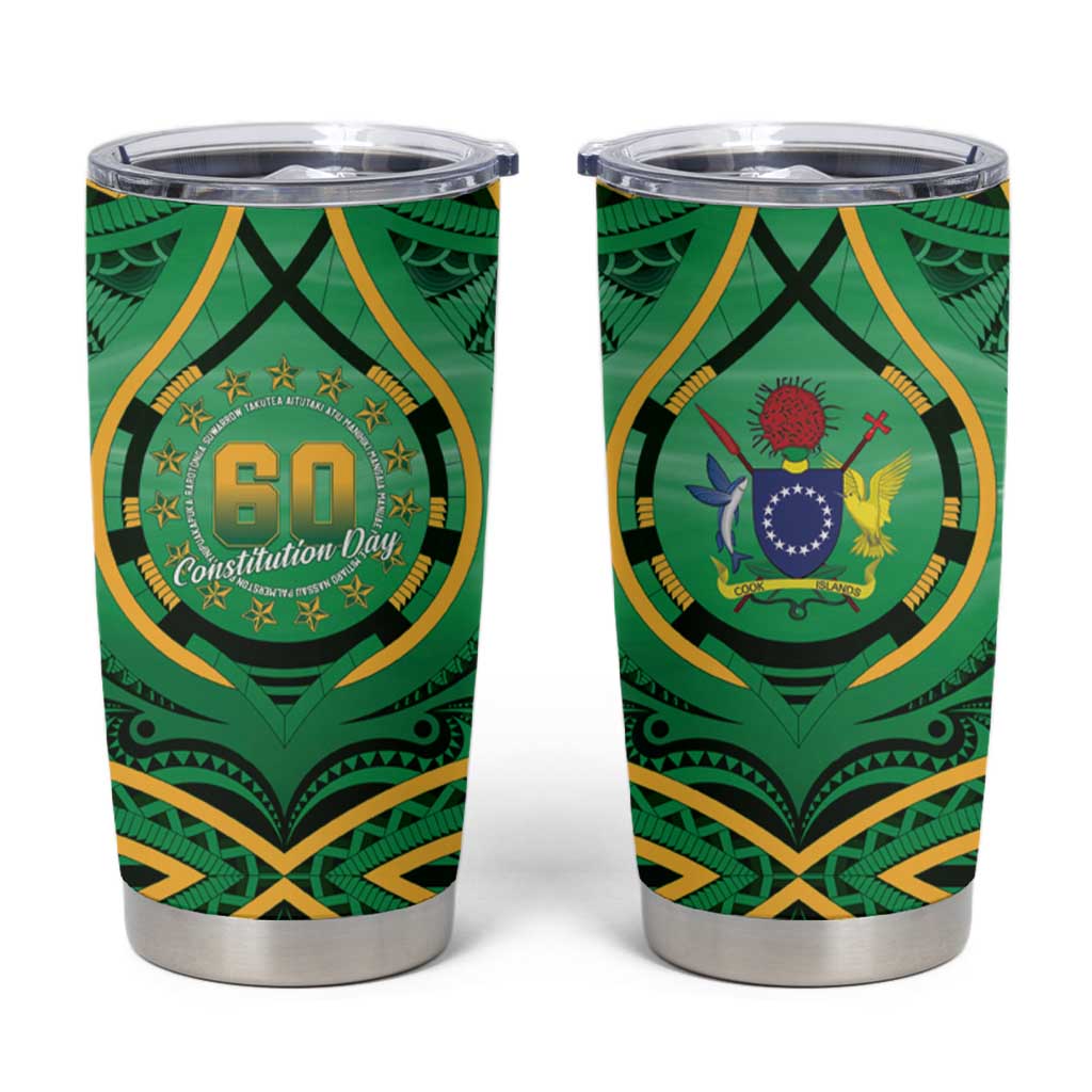 Cook Islands Constitution Day Tumbler Cup 60th Anniversary LT05 Green - Polynesian Pride
