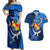 Personalized Tonga Vavau Couples Matching Off Shoulder Maxi Dress and Hawaiian Shirt Humpback Whale Coat Of Arms With Ngatu Pattern LT05 Blue - Polynesian Pride