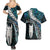 New Zealand Aotearoa Couples Matching Summer Maxi Dress and Hawaiian Shirt Maori Hei Rehua Paua Shell Glitter Green