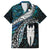 New Zealand Aotearoa Family Matching Off The Shoulder Long Sleeve Dress and Hawaiian Shirt Maori Hei Rehua Paua Shell Glitter Green