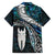 New Zealand Aotearoa Family Matching Off Shoulder Maxi Dress and Hawaiian Shirt Maori Hei Rehua Paua Shell Glitter Green