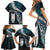 New Zealand Aotearoa Family Matching Short Sleeve Bodycon Dress and Hawaiian Shirt Maori Hei Rehua Paua Shell Glitter Green