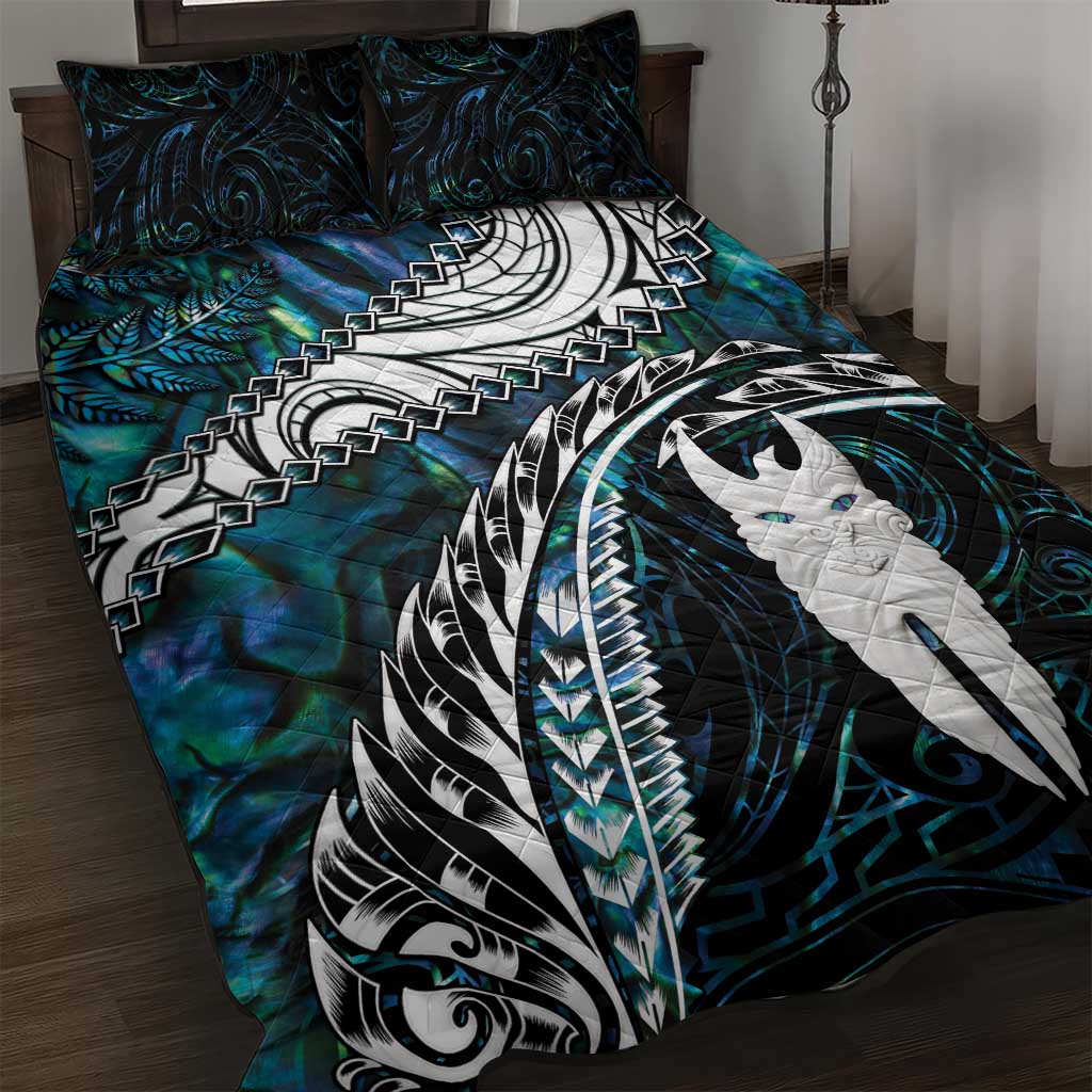 New Zealand Aotearoa Quilt Bed Set Maori Hei Rehua Paua Shell Glitter Green