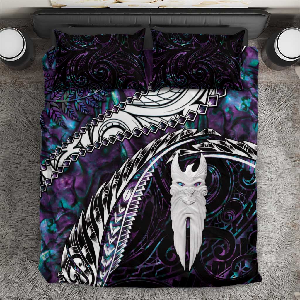 New Zealand Aotearoa Bedding Set Maori Hei Rehua Paua Shell Glitter Purple LT05 Purple - Polynesian Pride