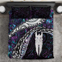 New Zealand Aotearoa Bedding Set Maori Hei Rehua Paua Shell Glitter Purple LT05 Purple - Polynesian Pride