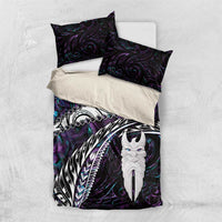 New Zealand Aotearoa Bedding Set Maori Hei Rehua Paua Shell Glitter Purple LT05 US Twin 172cm x 218cm Purple - Polynesian Pride