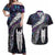 New Zealand Aotearoa Couples Matching Off Shoulder Maxi Dress and Hawaiian Shirt Maori Hei Rehua Paua Shell Glitter Purple