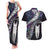 New Zealand Aotearoa Couples Matching Tank Maxi Dress and Hawaiian Shirt Maori Hei Rehua Paua Shell Glitter Purple