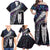 New Zealand Aotearoa Family Matching Off Shoulder Maxi Dress and Hawaiian Shirt Maori Hei Rehua Paua Shell Glitter Purple